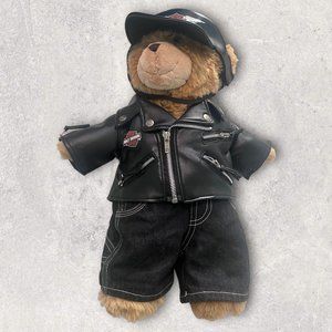 Harley Davidson Build-A-Bear Complete With Jacket Cap and Chain